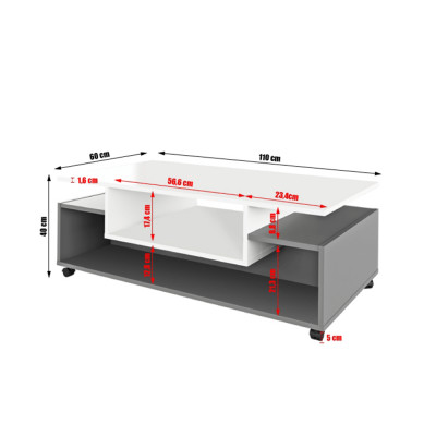 Măsuţă de cafea mobilă, alb/ grafit, DALIN