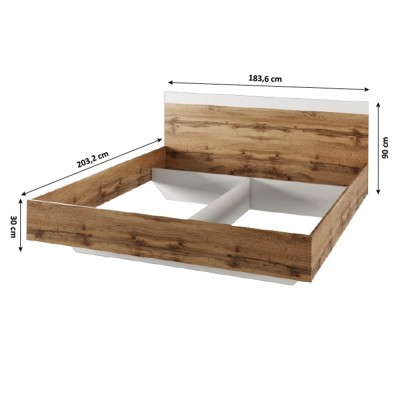 Pat, 180x200 cm, stejar wotan/ alb, set GABRIELA
