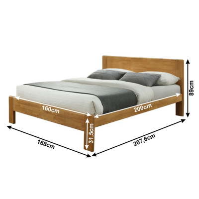Pat din lemn masiv, stejar, 160x200 cm, ROMEO