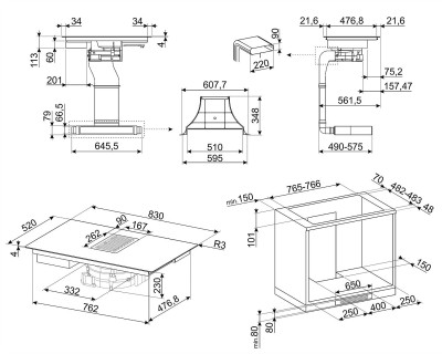 Plita cu hota incorporata SMEG - HOBD482D