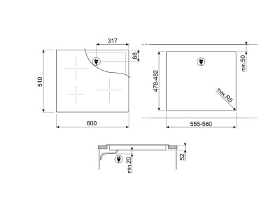 Plita cu inductie, crem, SMEG - SI2641DP