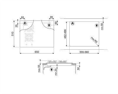 Plita cu inducție + gaz SMEG - PM6621WLDR