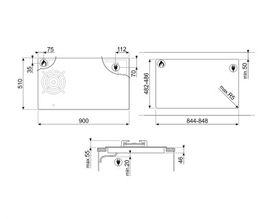 Plită cu inducție + gaz SMEG - PM6912WLDR