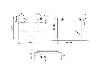 Plita pe gaz SMEG - PV164SSA