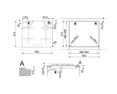 Plita pe gaz SMEG - PV164SSA