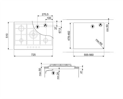 Plita pe gaz SMEG - PX375