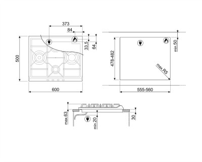 Plita pe gaz SMEG - S264AV2