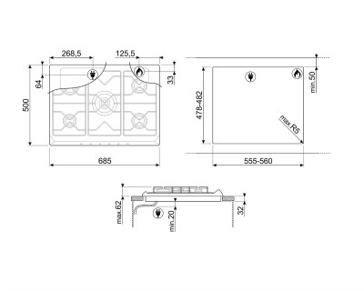 Plita pe gaz SMEG - SR275X2