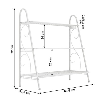 Raft metalic multifuncțional, alb, VERUMA