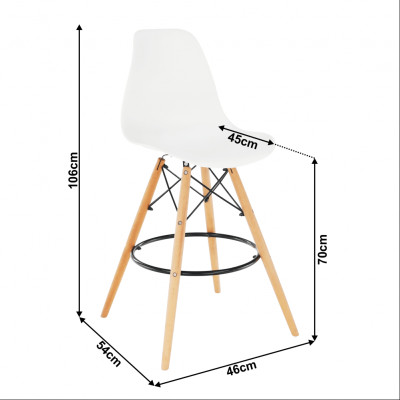 Scaun de bar, alb/ fag, CARY