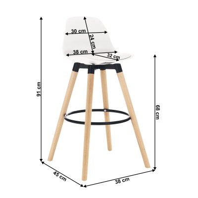 Scaun de bar, alb/ fag, EVANS