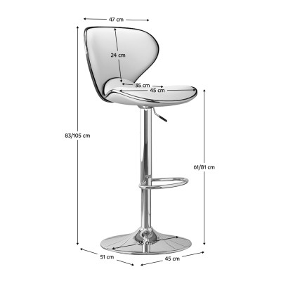 Scaun de bar, alb/crom, HEDLI