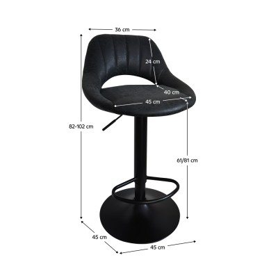 Scaun de bar, material textil negru cu efect de piele întoarsă, LORASA NEW