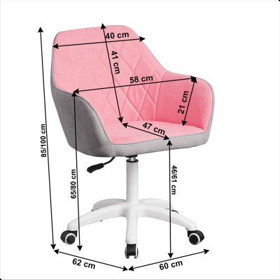 Scaun de birou, roz/ gri/ alb, DARIA