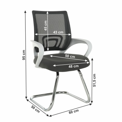 Scaun de conferință, gri/ alb, TOMI