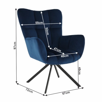 Scaun de design, ţesătură albastră, KOMODO