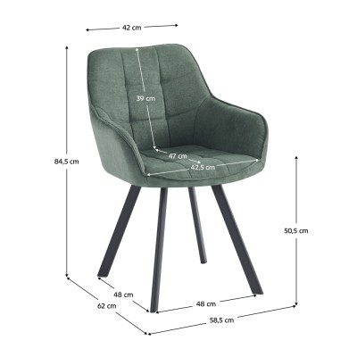 Scaun de design, Velvet verde/negru, PETIN