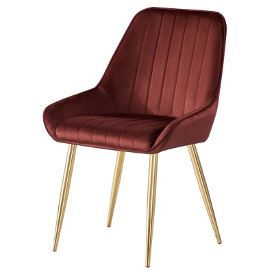 Scaun de dining, bordó ţesătură Velvet/gold crom-auriu, PERLIA