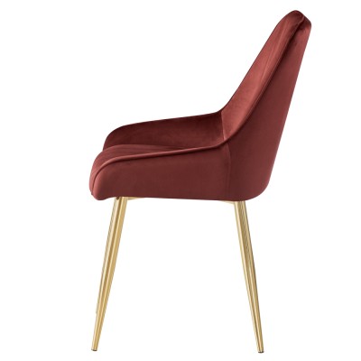 Scaun de dining, bordó ţesătură Velvet/gold crom-auriu, PERLIA