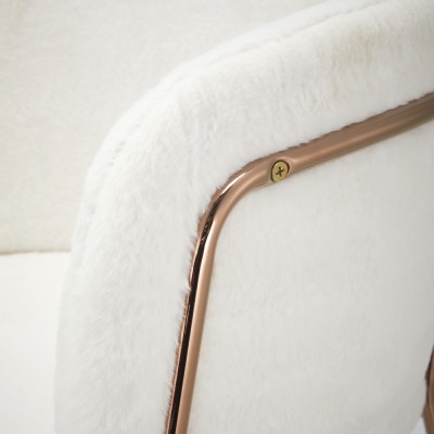 Scaun de sufragerie de design, alb Ivory/rose gold roz cromat, ADIMAR