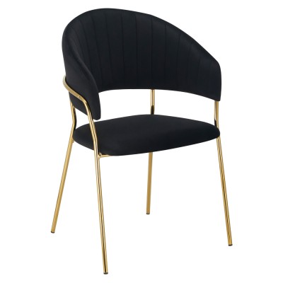 Scaun de sufragerie de design, material Velvet negru/gold crom auriu, DASMIN TIP 1