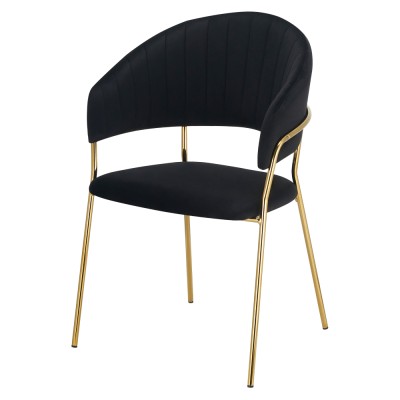 Scaun de sufragerie de design, material Velvet negru/gold crom auriu, DASMIN TIP 1