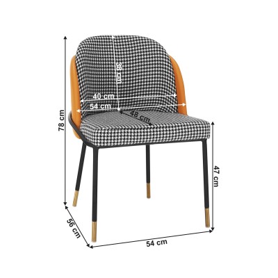 Scaun dining, model alb-negru/ camel, CRINA