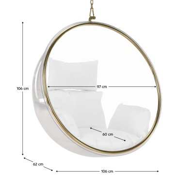 Scaun suspendat, transparent/ auriu/ alb, BUBBLE NEW TIP 1