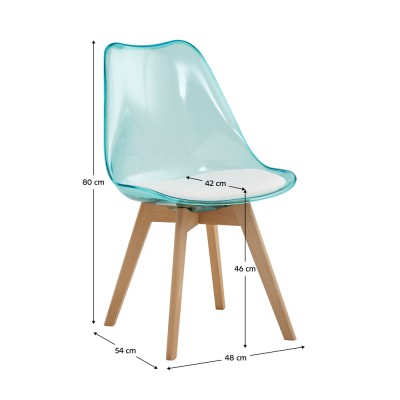 Scaun, verde transparent, acrilic/piele ecologică/fag, BALI 2 NEW