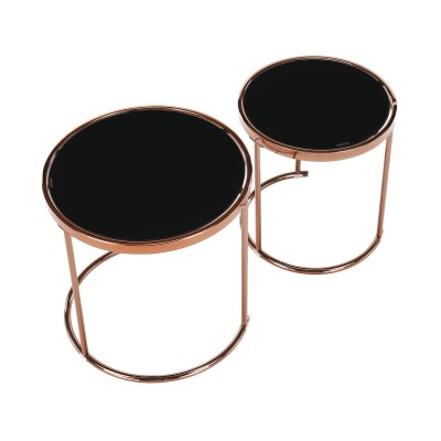 Set de 2 măsuţe de cafea, auriu roz roz crom/ negru, MORINO