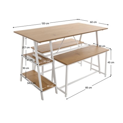 Set dining 1+2, stejar / alb, ZAFAR