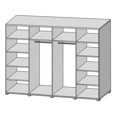 Set dormitor (dulap + pat + 2x noptieră), stejar artizan/ pin norvegian negru, BAFRA