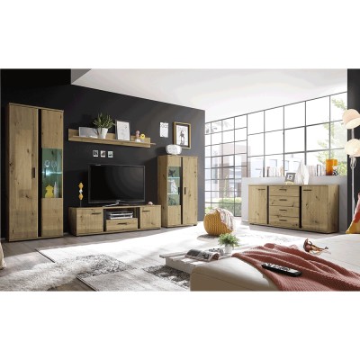 Set living, stejar artizan/ negru, KANODE