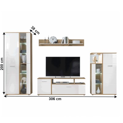 Set living, stejar artizanal/ alb, REVEL