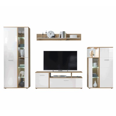 Set living, stejar artizanal/ alb, REVEL