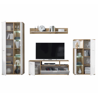 Set living, stejar artizanal/ alb, REVEL