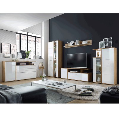 Set living, stejar artizanal/ alb, REVEL