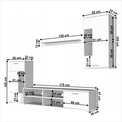 Set mobilier living, alb, SAMI