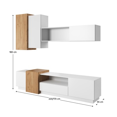 Set mobilier living, stejar auriu/ alb, TRIO