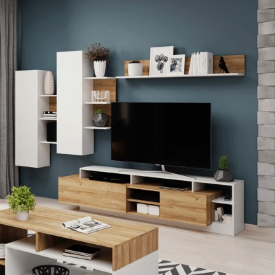 Set mobilier living, stejar grandson/ alb, ALICANTE