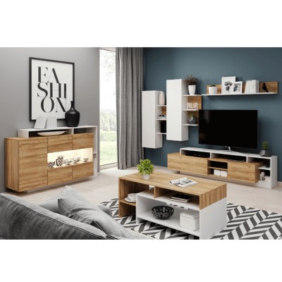 Set mobilier living, stejar grandson/ alb, ALICANTE