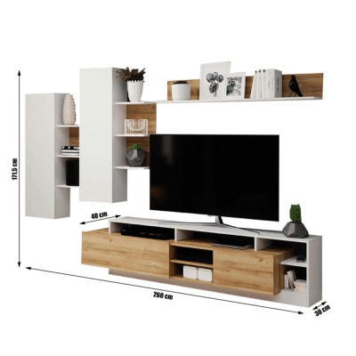 Set mobilier living, stejar grandson/ alb, ALICANTE