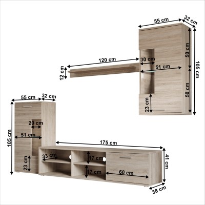 Set mobilier living, stejar sonoma, SAMI