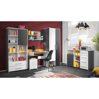 Set mobilier pentru copii, antracit/ alb/ galben, MASIMO