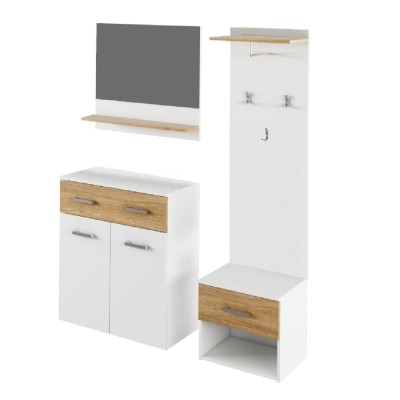 Set mobilier pentru hol, alb/ stejar sonoma, SIMA