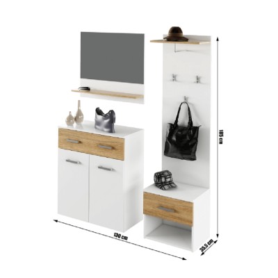 Set mobilier pentru hol, alb/ stejar sonoma, SIMA