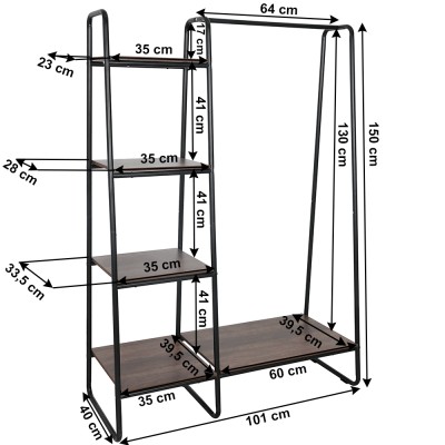 Stander pentru haine, negru/ nuc, ALEXA